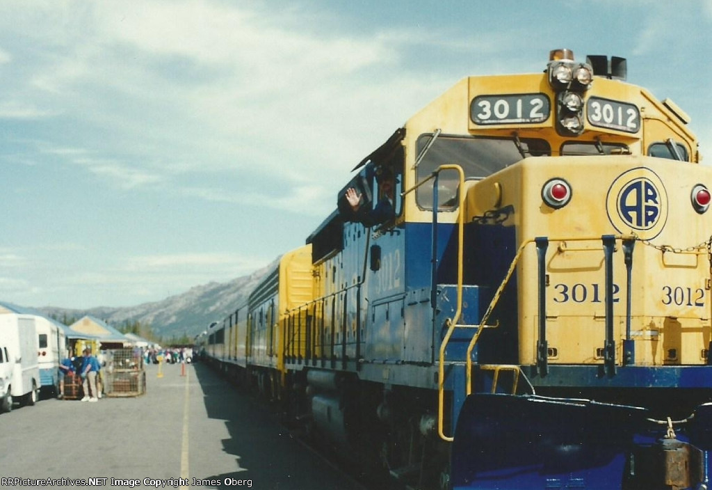 Southbound passenger train at Denali Park, AK